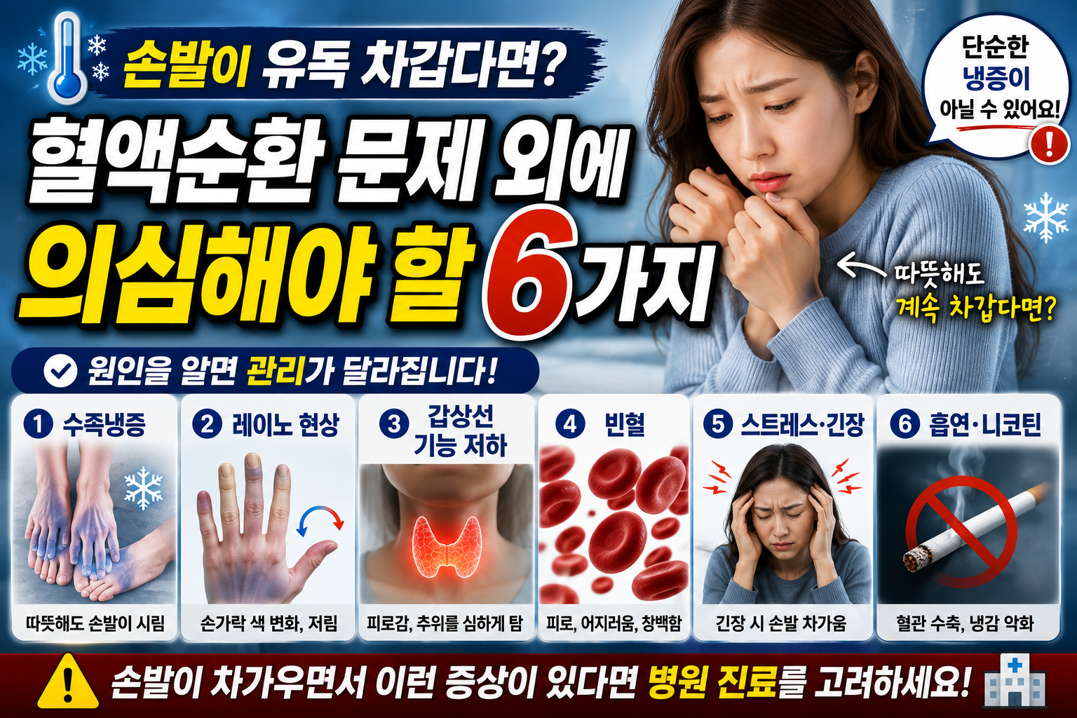 혈액순환 문제 외에 의심 해야할 6가지 썸네일