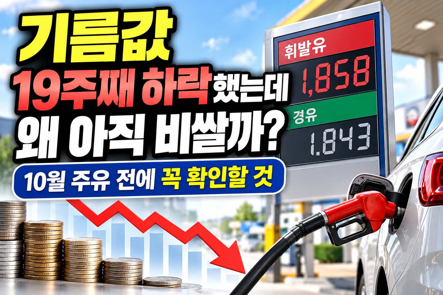 기름값 19주째 하락 썸네일 이미지